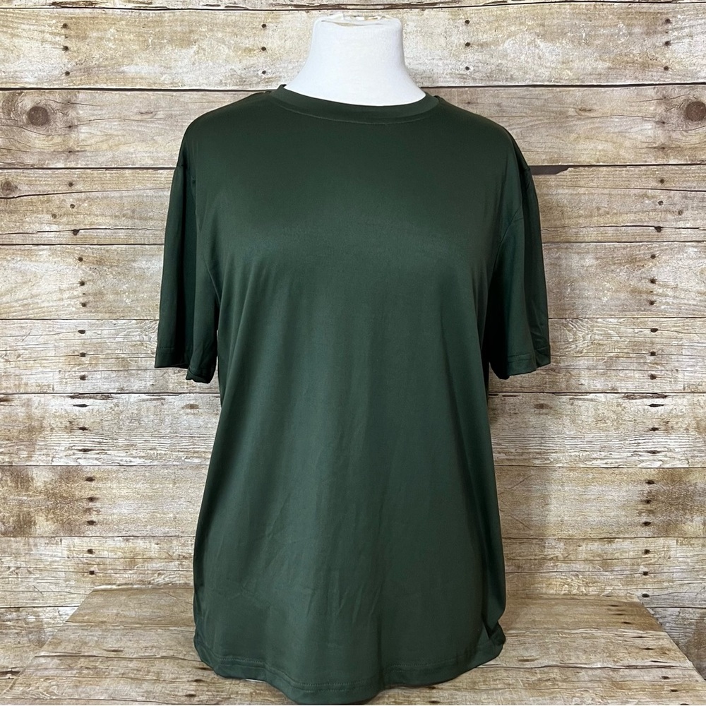 SHEIN Women Forest‎ Green Cherry Blossom Graphic T-Shirt Short Sleeve Small